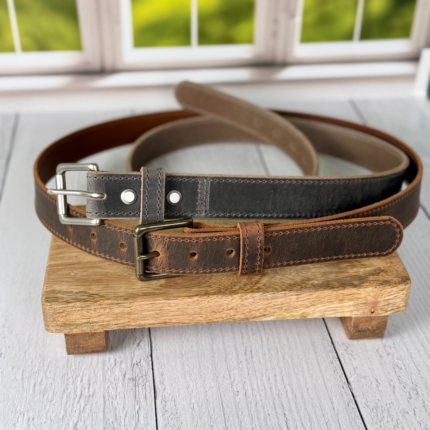 Stonewashed Gray Jeans Belt - 1.25 inch