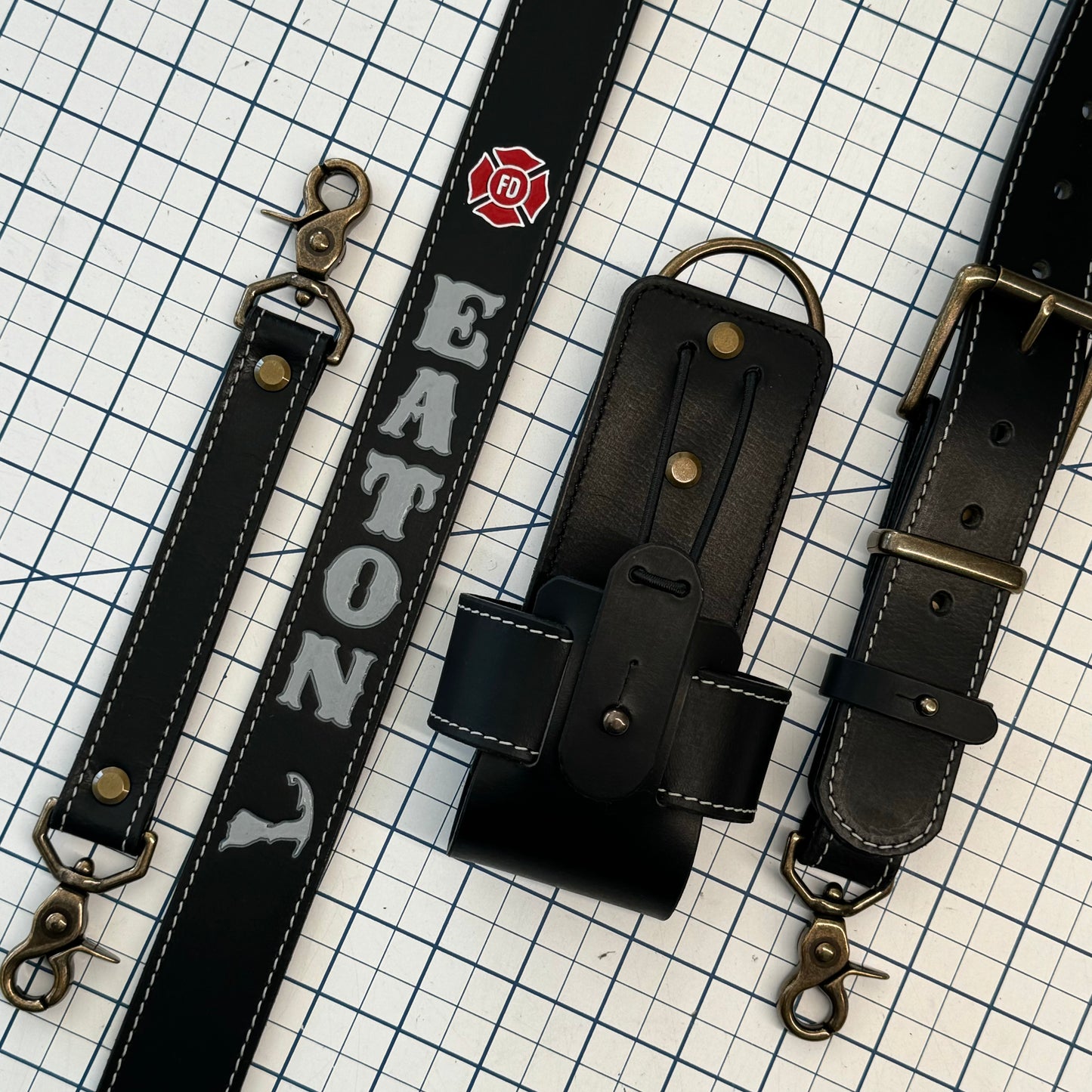 Personalized Radio Strap Set - Stamped, Painted, Stitched