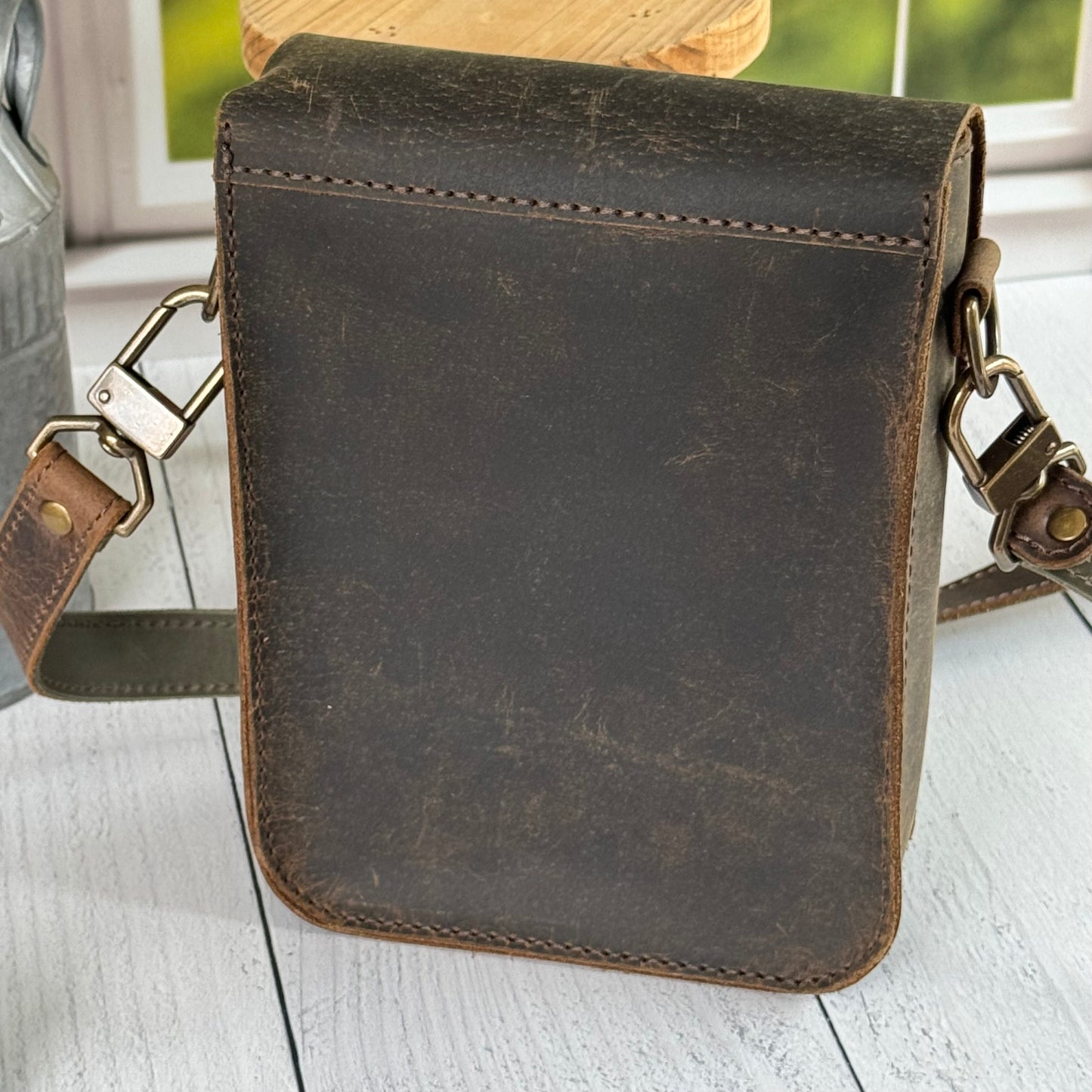 Leather Messenger Crossbody #90524