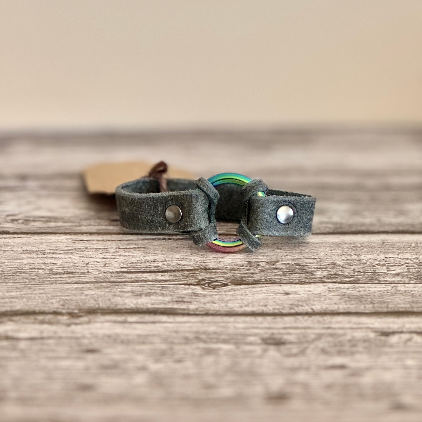 Dark Gray with Iridescent Rainbow Loop - SMALL - HL7