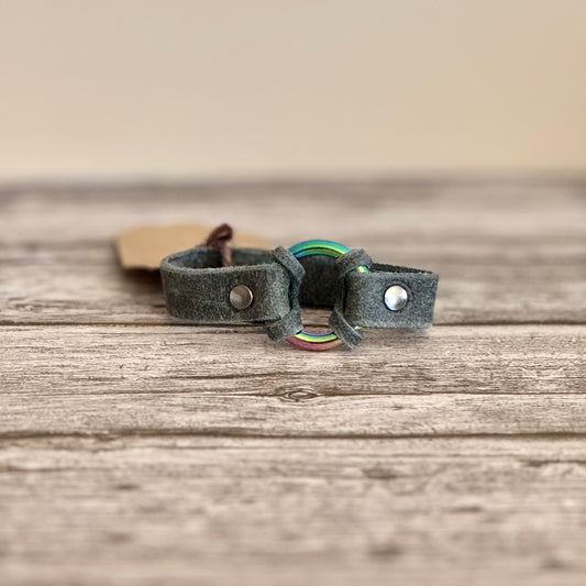 Dark Gray with Iridescent Rainbow Loop - SMALL - HL7